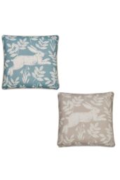 Dreams & Drapes 'Spring Rabbit' Outdoor Water & UV Resistant Garden Filled Bench Cushion in Duck Egg Blue - Size: 43 cm x 43 cm - thumbnail 4