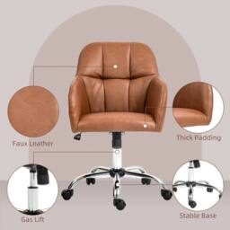 NESTLUNE Computer Desk Chair with PU Leather, Swivel Wheels, Brown - Size: 100 cm x 15 cm - thumbnail 4
