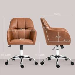 NESTLUNE Computer Desk Chair with PU Leather, Swivel Wheels, Brown - Size: 100 cm x 15 cm - thumbnail 2