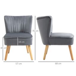 HOMCOM Fabric Accent Chair Modern Leisure Chair with Wood Legs & Armless Design in Grey - thumbnail 3