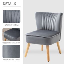 HOMCOM Fabric Accent Chair Modern Leisure Chair with Wood Legs & Armless Design in Grey - thumbnail 6