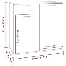 Berkfield Home Sideboard Grey Sonoma 80x36x75 cm Engineered Wood - Size: 80 x 36 x 75 cm - thumbnail 9