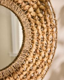 Dibor Vintage Style Lakelyn Water Hyacinth Wall Mirror Dia 65cm in Natural - thumbnail 2