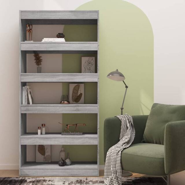 Berkfield Home Classic Book Cabinet/Room Divider Grey Sonoma 80x30x166 cm Engine - Size: 80 x 30 x 166 cm - image 1
