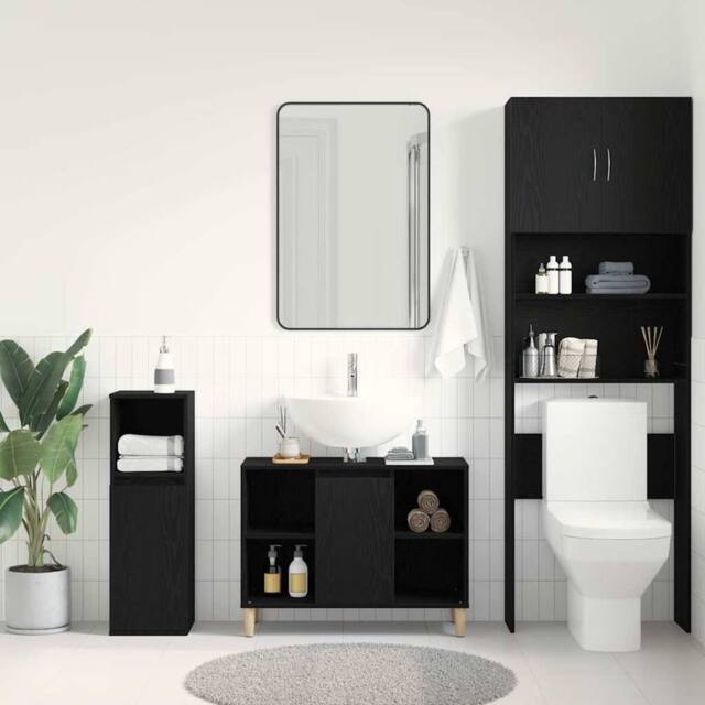 Berkfield Home Sink Cabinet Black Oak 80x33x60 cm Engineered Wood - Size: 80 x 33 x 60 cm - image 1