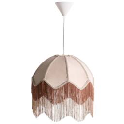 Wyld and Coco Nostalgia Pendant Lamp Beige Paper Rope Fringed Tassels 182cm - thumbnail 4