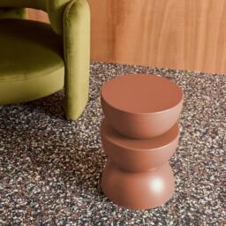 sweeek Side table, end table, bedside table metal Ø32 x H46.5cm in Terracotta - thumbnail 4