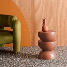 sweeek Side table, end table, bedside table metal Ø32 x H46.5cm in Terracotta - thumbnail 1