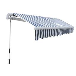 Berkfield Home Folding Awning Manual Operated 300 cm Blue/White in Blue - thumbnail 3