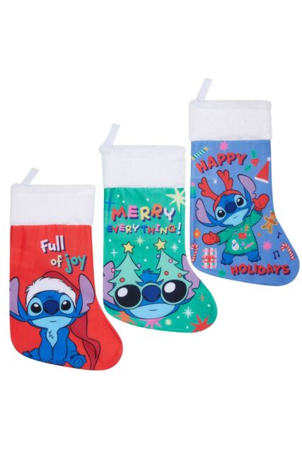 Disney Stitch Christmas Stockings Pack Of 3 - image 1