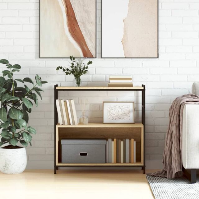 Berkfield Home Bookshelf Sonoma Oak 80x30x78.5 cm Engineered Wood & Iron in Brown - image 1