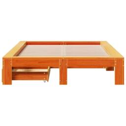 Berkfield Home Bed Frame without Mattress Wax Brown 120x190 cm Small Double Solid Wood Pine - thumbnail 4
