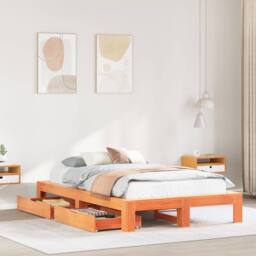 Berkfield Home Bed Frame without Mattress Wax Brown 120x190 cm Small Double Solid Wood Pine - thumbnail 1