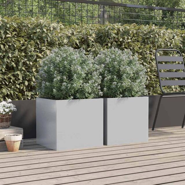 Berkfield Home Planters 2 pcs Silver 42x40x39 cm Galvanised Steel - Size: 42 x 40 x 39 cm - image 1