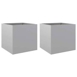 Berkfield Home Planters 2 pcs Silver 42x40x39 cm Galvanised Steel - Size: 42 x 40 x 39 cm - thumbnail 3
