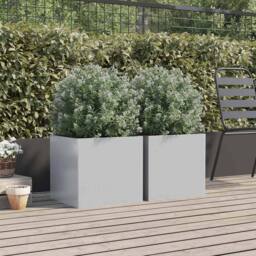 Berkfield Home Planters 2 pcs Silver 42x40x39 cm Galvanised Steel - Size: 42 x 40 x 39 cm - thumbnail 1