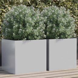 Berkfield Home Planters 2 pcs Silver 42x40x39 cm Galvanised Steel - Size: 42 x 40 x 39 cm - thumbnail 2