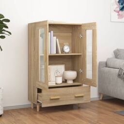 Berkfield Home Highboard Sonoma Oak 70x31x115 cm Engineered Wood in Brown - Size: 70 x 31 x 115 cm - thumbnail 3
