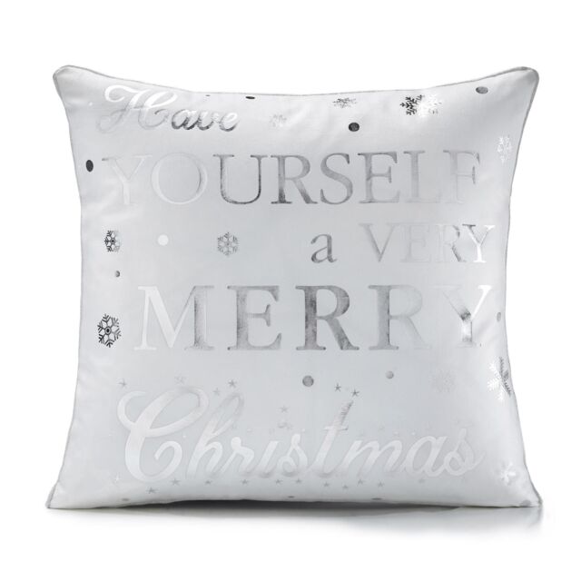 Luxury Living Christmas Message Decorative Cushion With Pad 45cm x 45cm in White - Size: 45 cm x 45 cm - image 1