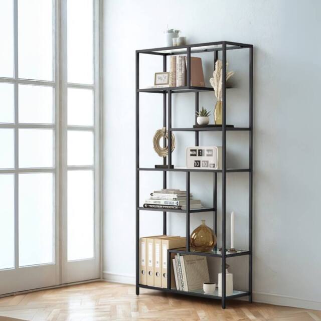 Pirlo Plush 6 Tier Tempered Glass Shelving Unit Black - image 1