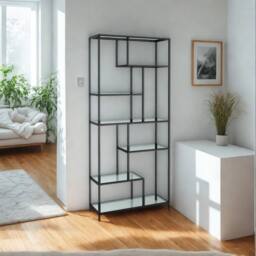 Pirlo Plush 6 Tier Tempered Glass Shelving Unit Black - thumbnail 5