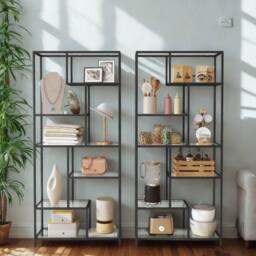 Pirlo Plush 6 Tier Tempered Glass Shelving Unit Black - thumbnail 3