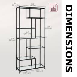 Pirlo Plush 6 Tier Tempered Glass Shelving Unit Black - thumbnail 7