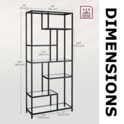 Pirlo Plush 6 Tier Tempered Glass Shelving Unit Black - thumbnail 8