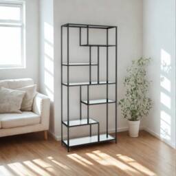 Pirlo Plush 6 Tier Tempered Glass Shelving Unit Black - thumbnail 2