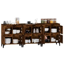 Berkfield Home Sideboards 3 pcs Smoked Oak 60x35x70 cm Engineered Wood in Brown - Size: 60 x 35 x 70 cm - thumbnail 5