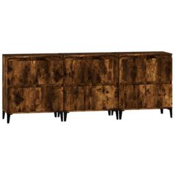 Berkfield Home Sideboards 3 pcs Smoked Oak 60x35x70 cm Engineered Wood in Brown - Size: 60 x 35 x 70 cm - thumbnail 6