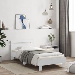Berkfield Home Bed Frame without Mattress with Headboard White 100x200 cm - thumbnail 1