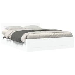 Berkfield Home Durable Bed Frame with Headboard without Mattress White 150x200 c - Size: King - thumbnail 3