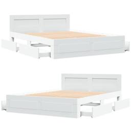 Berkfield Home Durable Bed Frame with Headboard without Mattress White 150x200 c - Size: King - thumbnail 8