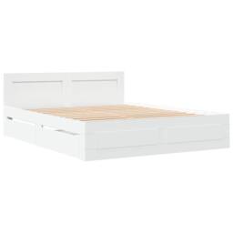 Berkfield Home Durable Bed Frame with Headboard without Mattress White 150x200 c - Size: King - thumbnail 1