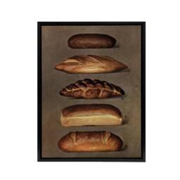 "Artery8 Baked Bread Loaves Vintage Black Framed Canvas Wall Art in Brown - Size: W12"" x H16""" - thumbnail 1