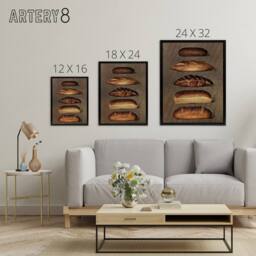 "Artery8 Baked Bread Loaves Vintage Black Framed Canvas Wall Art in Brown - Size: W12"" x H16""" - thumbnail 4
