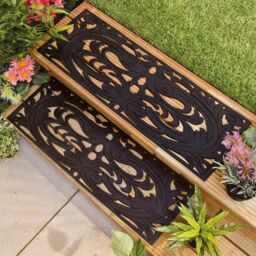 mysmartbuy Set of 4 Decorative Rubber Step Mats - 75 x 25cm Wrought Iron Effect Indoor or Outdoor Weather Resistant Non Slip Mats - Size: Small
