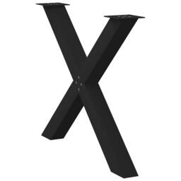 Berkfield Home Dining Table Legs X-Shaped 2 pcs Black 90x(72-73) cm Steel - thumbnail 4