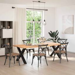 Berkfield Home Dining Table Legs X-Shaped 2 pcs Black 90x(72-73) cm Steel - thumbnail 1