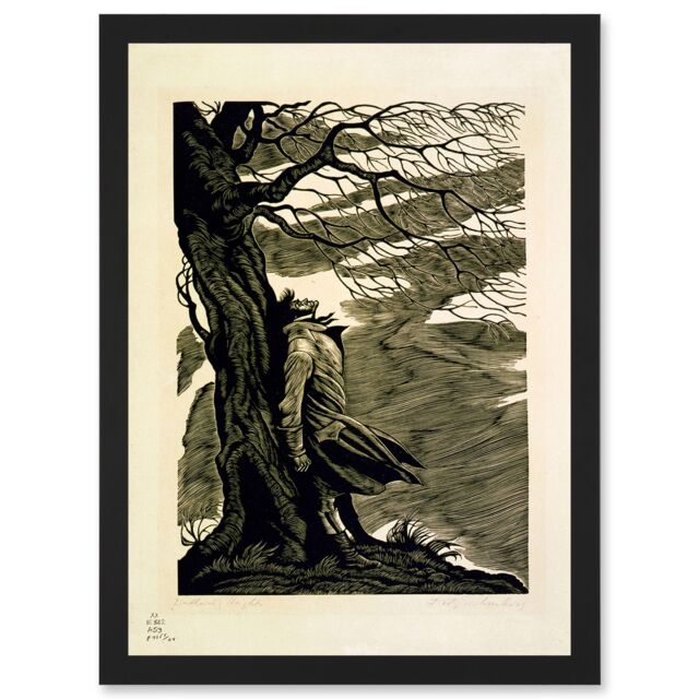 Artery8 Heathcliff Wuthering Heights Bronte Black White Drawing Artwork Framed Wall Art Print A4 - image 1