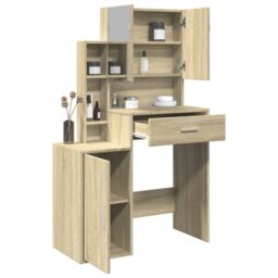 Berkfield Home Dressing Table with Cabinet Sonoma Oak 80x35x132 cm in Brown - Size: 80 x 35 x 132 cm