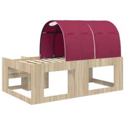 Berkfield Home Kids'High Bed Frame with Storage 3 pcs Sonoma Oak & Red in Brown - thumbnail 8