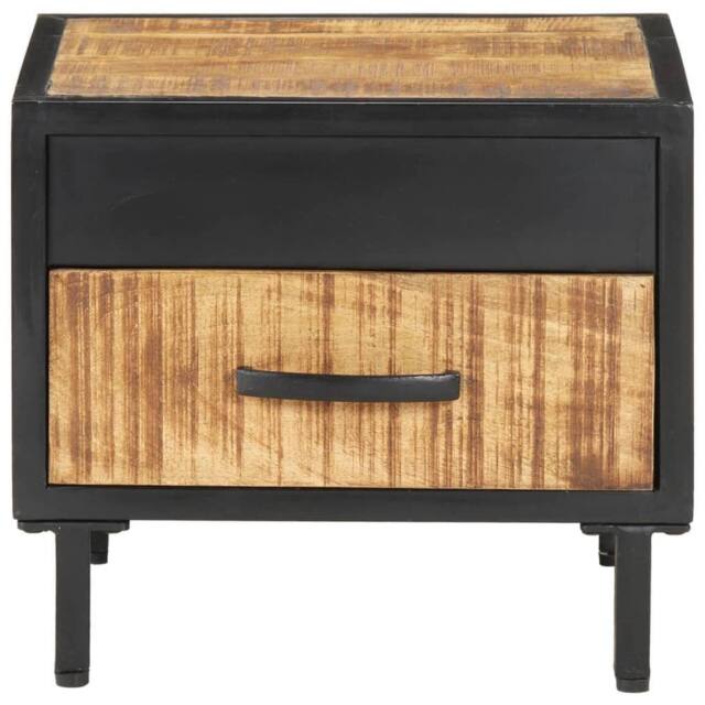 Berkfield Home Bedside Cabinet 40x40x35 cm Rough Mango Wood in Brown - Size: 40 x 40 x 35 cm - image 1