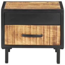 Berkfield Home Bedside Cabinet 40x40x35 cm Rough Mango Wood in Brown - Size: 40 x 40 x 35 cm - thumbnail 1