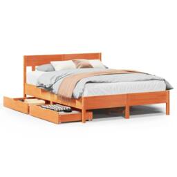 Berkfield Home Bed Frame without Mattress Wax Brown 140x190 cm Solid Wood Pine - thumbnail 2