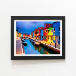 "Warren Reed - Designer Burano Island Evening Framed Art Print in Black - Size: W8"" x H10""" - thumbnail 1