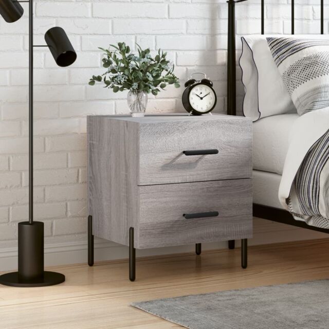 Berkfield Home Bedside Cabinet Grey Sonoma 40x35x47.5 cm Engineered Wood - image 1