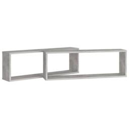 Berkfield Home Wall Cube Shelf 2 pcs Concrete Grey 80x15x26.5 cm Engineered Wood - thumbnail 5