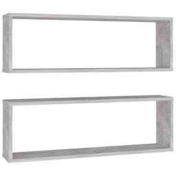 Berkfield Home Wall Cube Shelf 2 pcs Concrete Grey 80x15x26.5 cm Engineered Wood - thumbnail 3